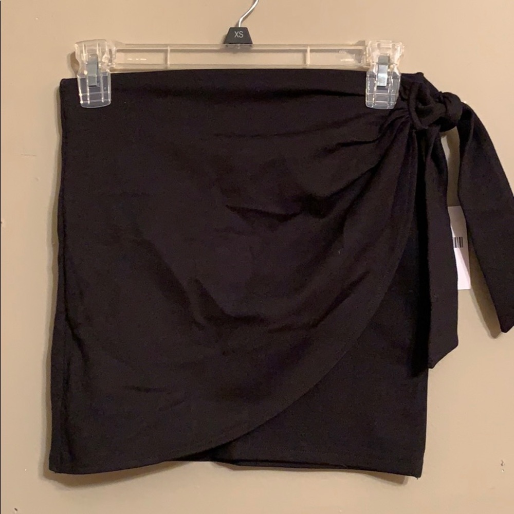 Black wrap bodycon mini skirt